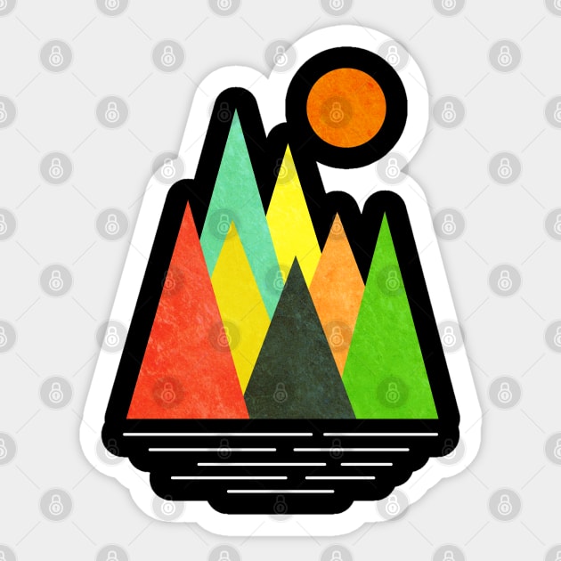 Minimalist Abstract Nature Art #9 Linear and Colorful Mountains Sticker by Insightly Designs